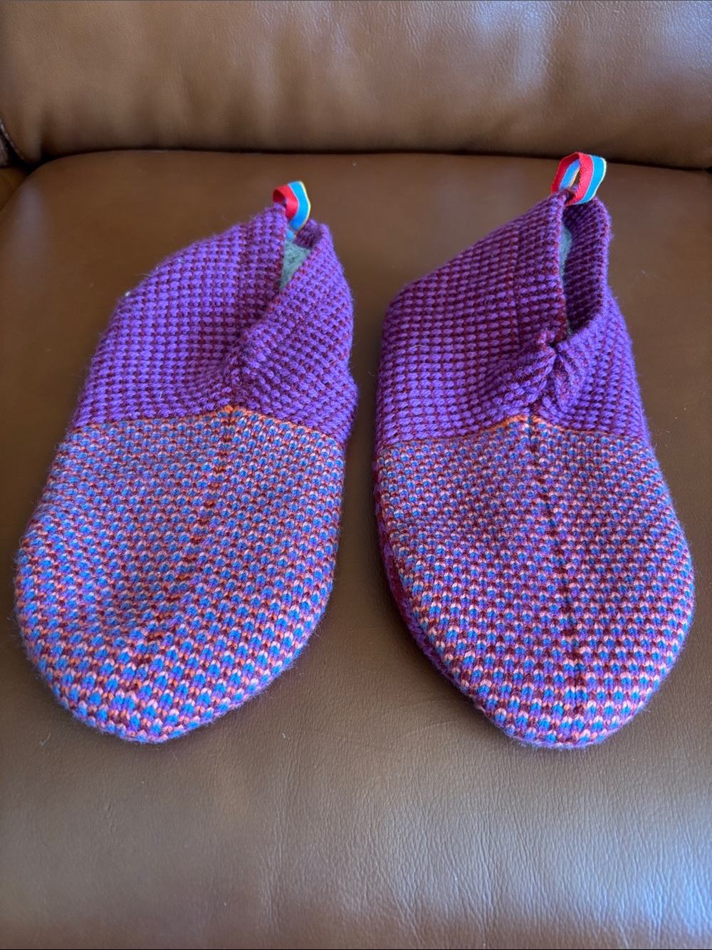 Bombas Purple and Blue Knit Slip-On Slippers